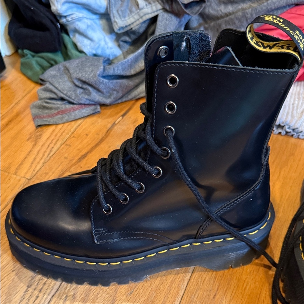 Dr. Martens Shiny Black Moto Boots